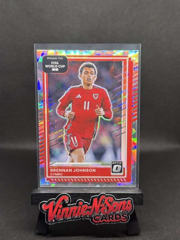 2025-26 Donruss Road to WC26 Brennan Johnson #1 Optic Ice Cymru