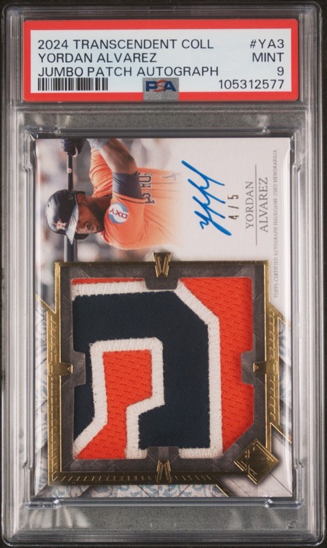 2024 Topps Transcendent Collection Yordan Alvarez Jumbo Patch Auto 4/5 PSA 9