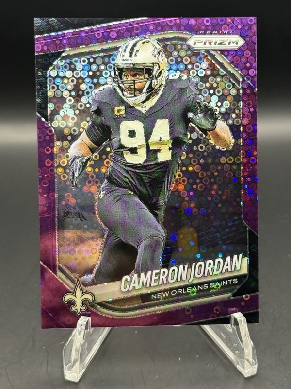 2025 Panini Prizm – Cameron Jordan #199 Purple No Huddle Prizm /75