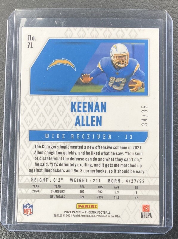 2021 Panini Phoenix Football - Blue #71 Keenan Allen /35 gallery