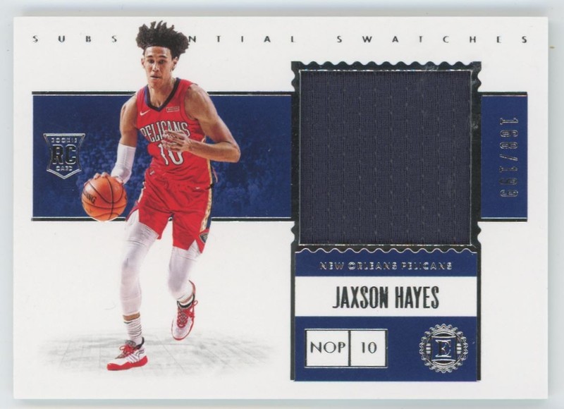 Jaxson Hayes 2019-20 Panini Encased Substantial Swatches RC /199 Jersey #SR-JHA
