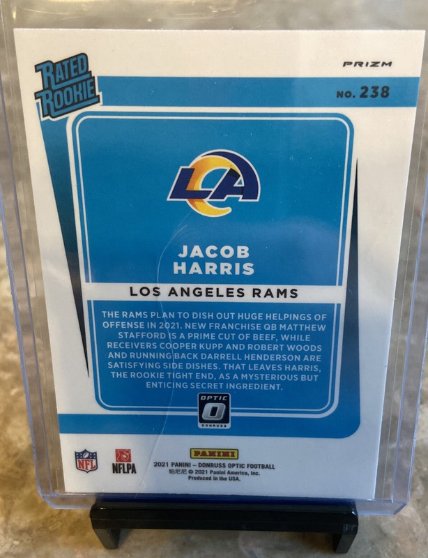 Jacob Harris 2021 Donruss Optic Rated Rookie RC #238 Purple Shock Parallel Rams gallery