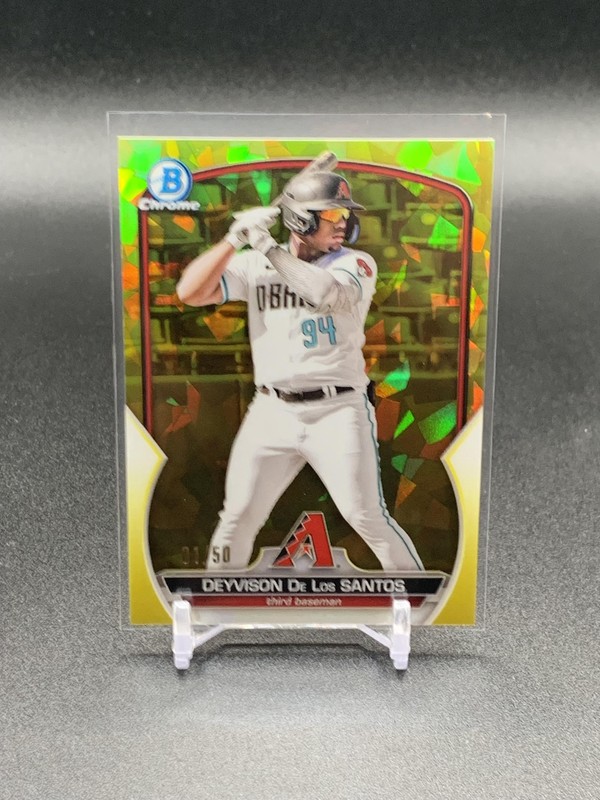 2023 Bowman Chrome Sapphire Deyvison De Los Santos BCP-158 Yellow Refractor /50