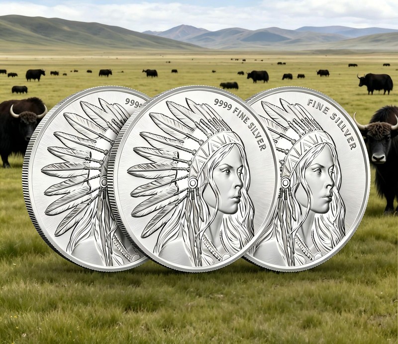 Lot of 3 -1- 0 Z .999 Scottsdale Buffalo Girl C.0.i.n