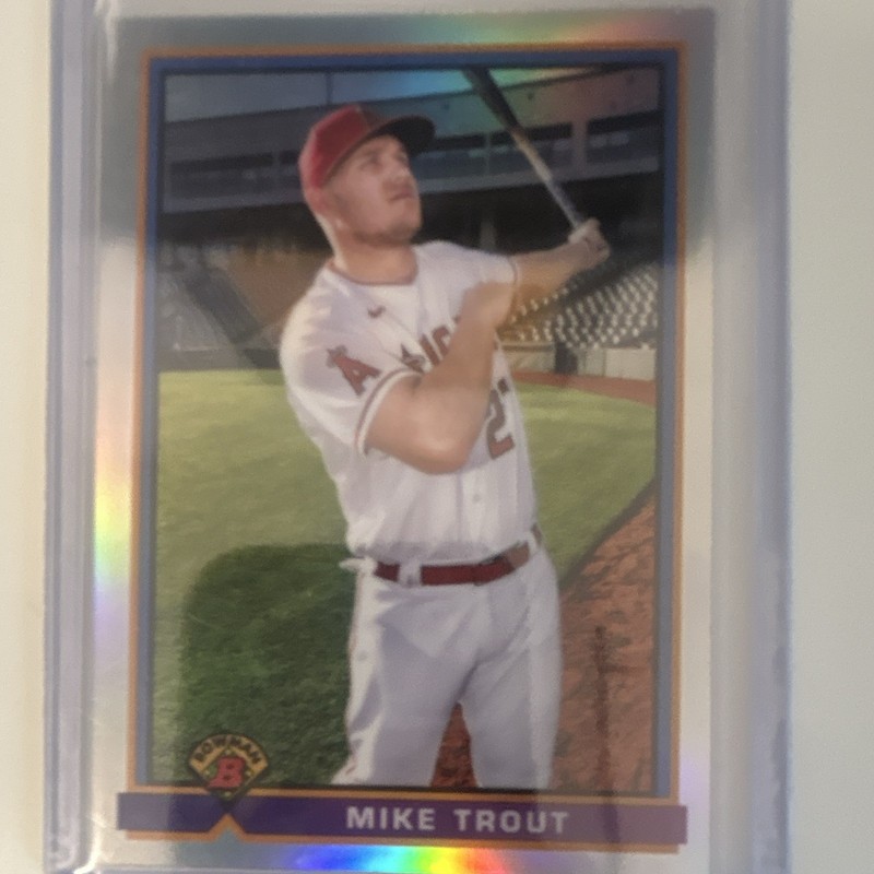 Topps 2021 Bowman Mike Trout Los Angeles Angels 1991 Bowman Parallel #91B-MT