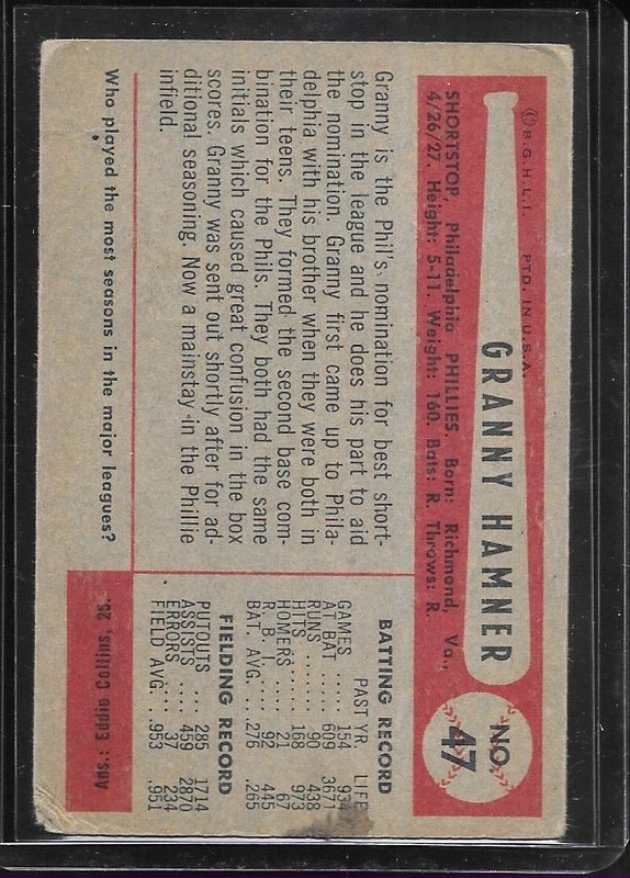 1954 Bowman - Granny Hamner #47 P gallery
