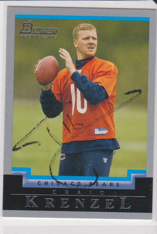 CRAIG KRENZEL CHICAGO BEARS OHIO STATE AUTOGRAPHED CARD NOT 100% CLEAR
