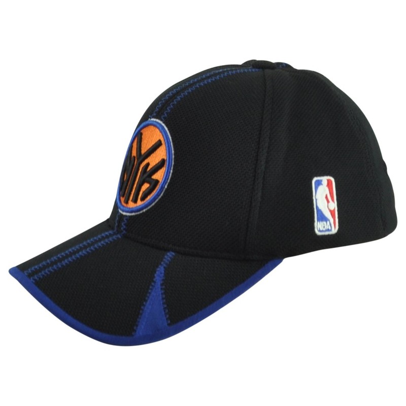 NBA Reebok New York Knicks Flex Fit One Size Adults Curved Bill Black Hat Cap gallery