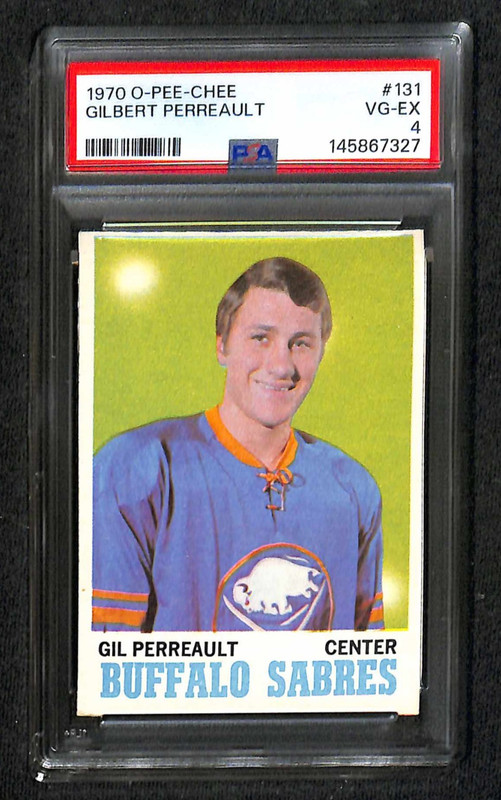 1970 O-PEE-CHEE OPC #131 GILBERT PERREAULT ROOKIE RC – PSA 4 *SUPER 4*