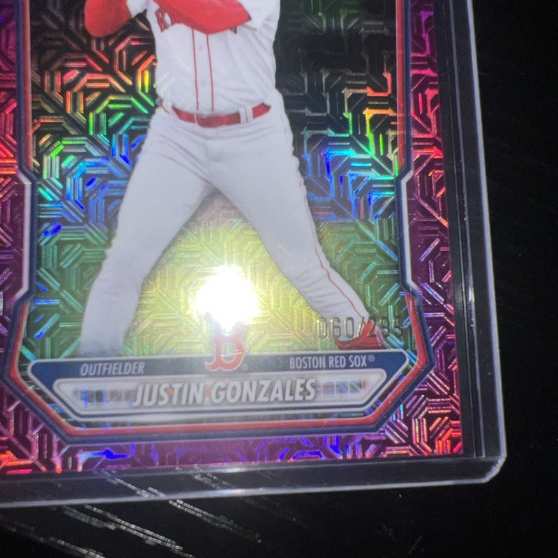 2026 Bowman Justin Gonzales 1st Bowman Fuchsia Mojo Refractor 60/299 RED SOX gallery