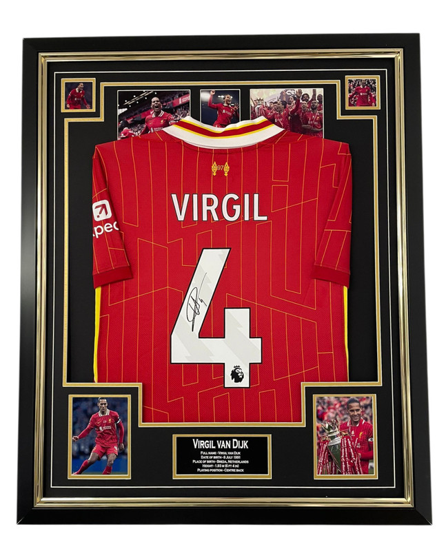 Framed Virgil Van Dijk of Liverpool Signed Shirt Autographed Jersey Display *