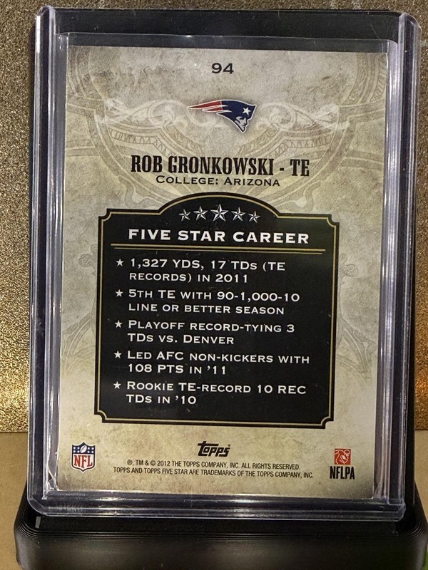2012 Topps Five Star #94 Rob Gronkowski #/139 gallery