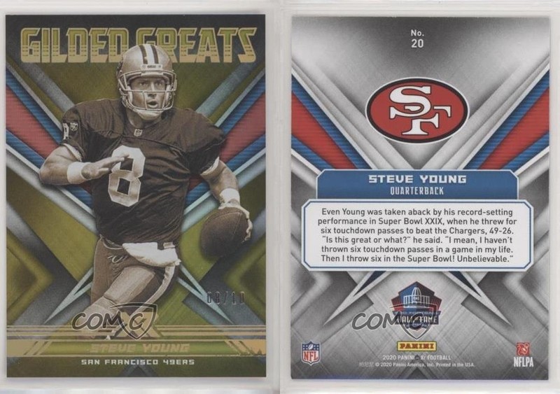 2020 Panini XR Gilded Greats Gold 8/10 Steve Young #20 HOF 0c3 gallery