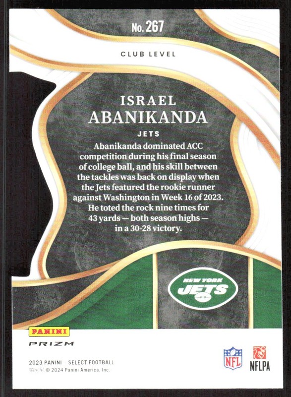 2023 9286D Panini Select YELLOW & RED PRIZM DIE-CUT Israel Abanikanda Rookie New gallery