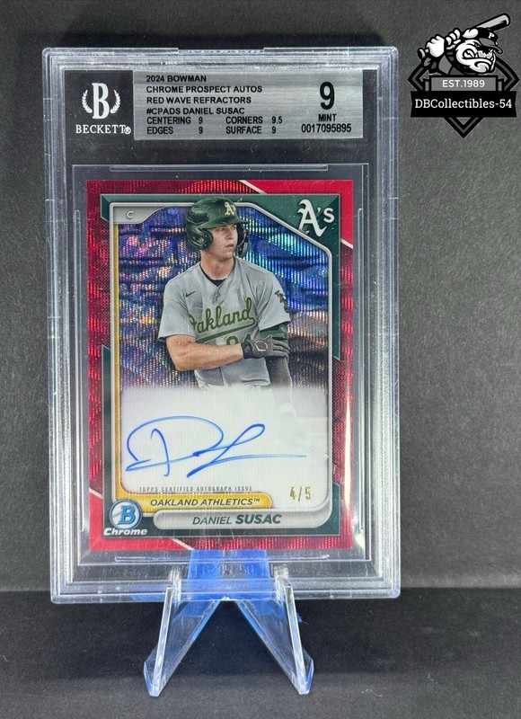 2024 Bowman Chrome Daniel Susac Red Wave Auto 4/5 BGS 9 Athletics