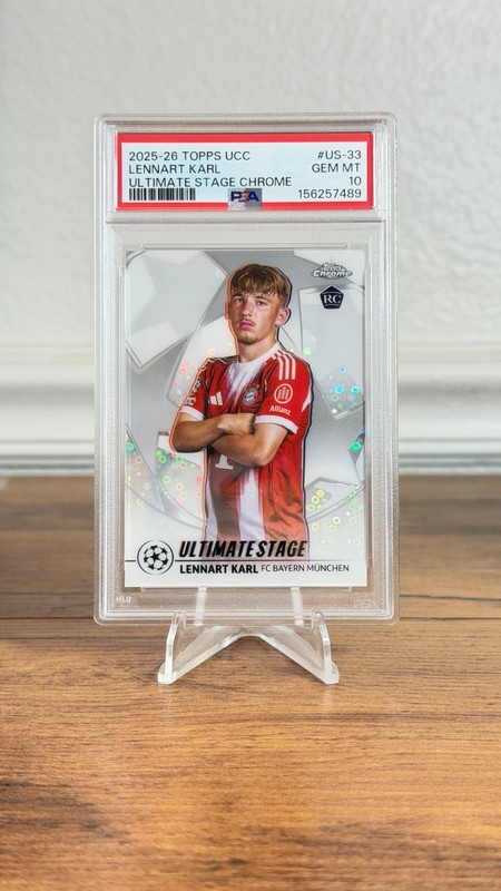 2025-26 Topps UEFA UCC #US-33 Lennart Karl Rookie CHROME Ultimate Stage PSA 10