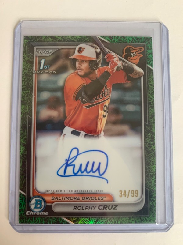 2024 Bowman Chrome 1st Bowman Rolphy Cruz Green Grass Refractor Auto #/99 CPR-RC