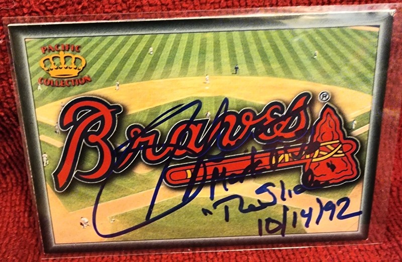 Sid Bream Signed 1995 Pacific Crown Collection Logo Braves The Slide 1992 Auto