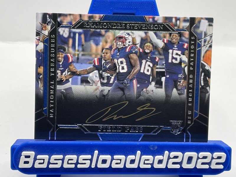 2021 Panini National Treasures Rookie Signatures Field Pass Rhamondre Stevenson