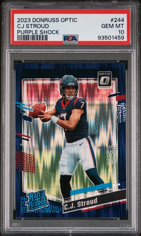 2023 Donruss Optic Rated Rookie CJ Stroud #244 Purple Shock Prizm PSA 10 NewSlab