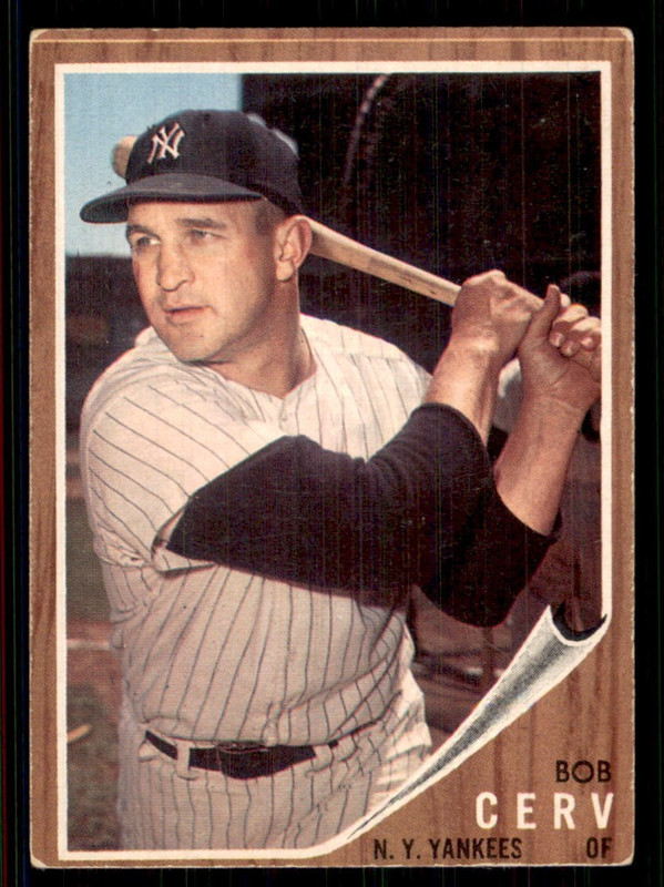 1962 Topps CREASE #169 Bob Cerv New York Yankees