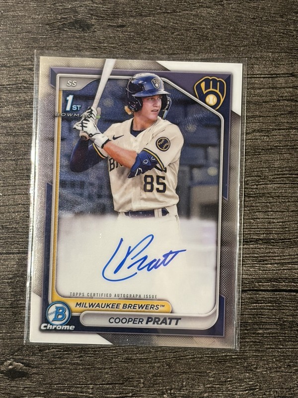 Cooper Pratt 2024 Bowman Chrome 1st Auto CPA-CPR Milwaukee Brewers