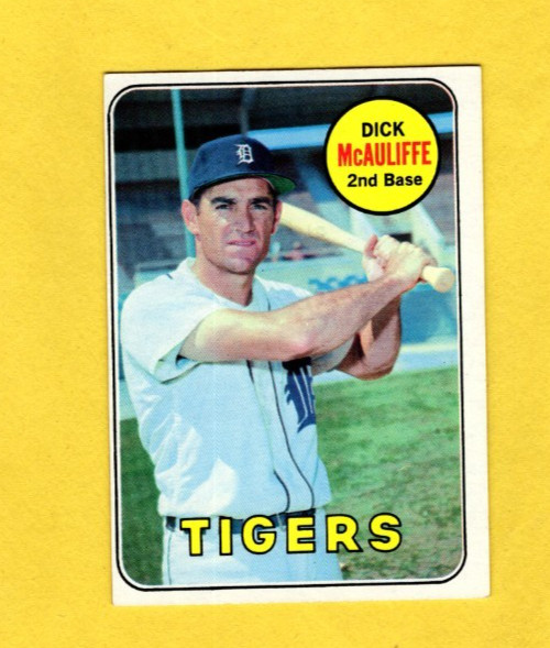 1969 Topps Dick McAuliffe #305 Detroit Tigers EX Black Printer Marks on Back