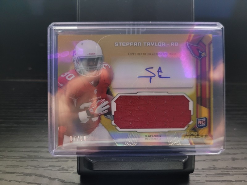 Stepfan Taylor 2013 Topps Finest Rookie Gold Refactor Patch Autograph #/50 RC
