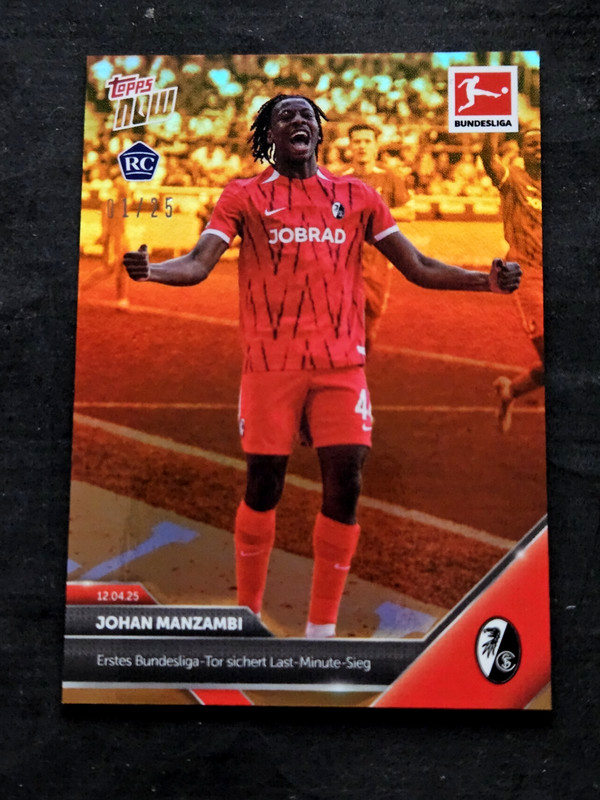 2024-25 Topps Now Bundesliga Johan Manzambi Freiberg Orange #1 /25 Rookie #163🧡