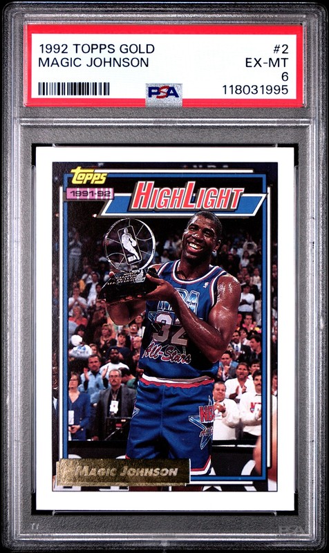 1992 Topps Gold #2 Magic Johnson PSA 6