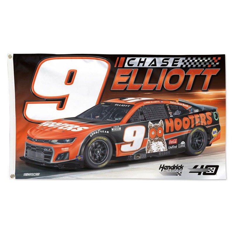 Chase Elliott #9 Nascar Car Hooters Racing 3×5 FT Flag Wall Decore Banner