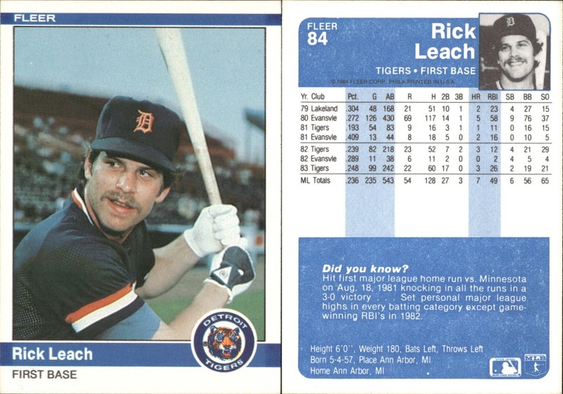 1984 Fleer Tigers Team lot of 18 Baseball Cards Detroit Tigers MLB-1092 gallery