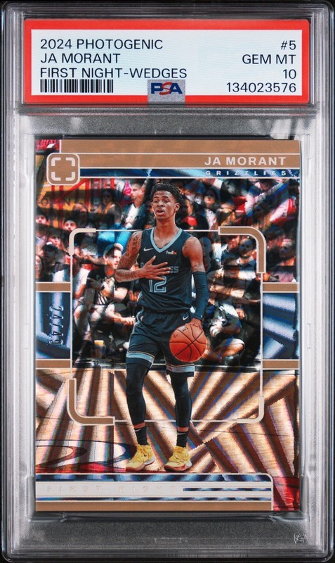 2024-25 Panini Photogenic – First Night Ja Morant #5 Wedges /49 PSA 10 Pop 1