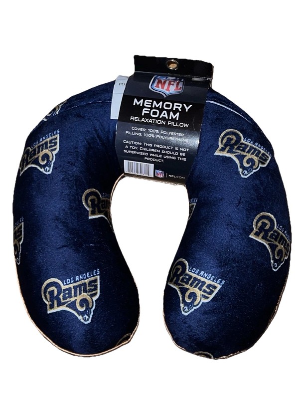 NFL Los Angeles Rams Memory Foam Relaxation Pillow Travel Neck Support New Tags