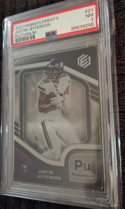 2021 Panini Elements Justin Jefferson #21 Plutonium /94 Minnesota Vikings PSA 7