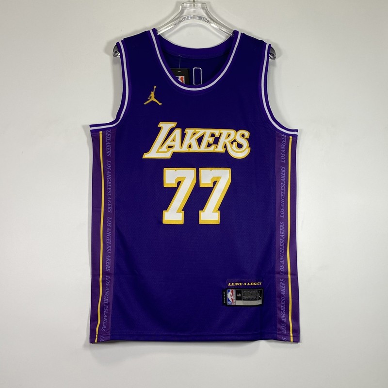 Luka Doncic #77 Sewned Men’s Jersey ,Blue-Purple Size：S-2XL