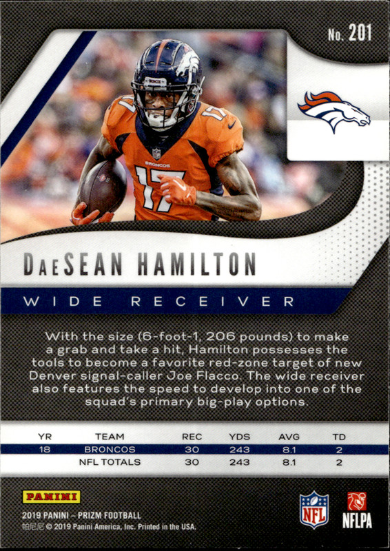 2019 Panini Prizm - #201 DaeSean Hamilton Broncos gallery