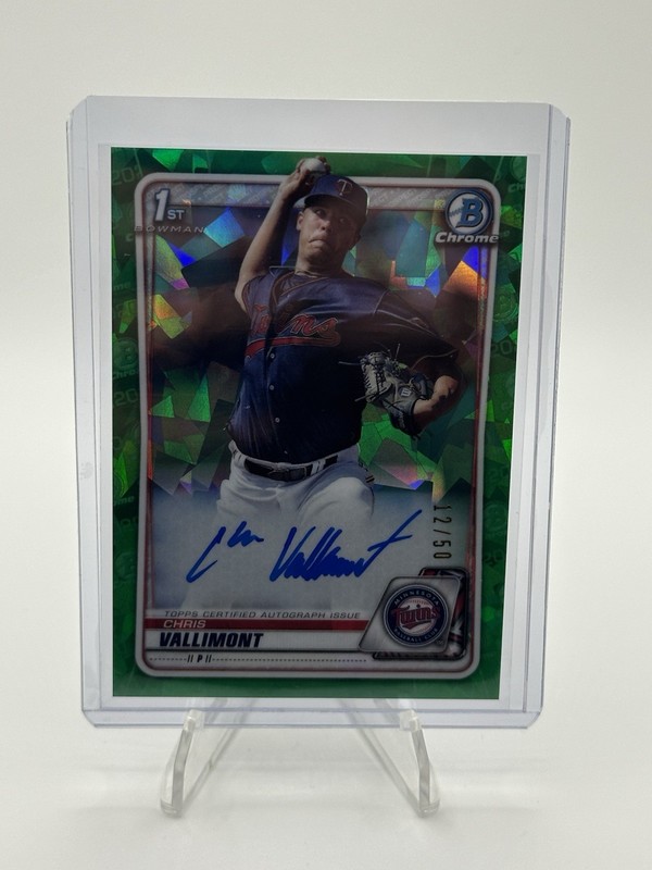 2020 Bowman Chrome Sapphire Chris Vallimont Green Refractor Auto /50