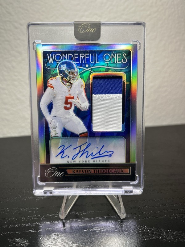 2023 Panini One Wonderful Ones Kayvon Thibodeaux Patch Auto Giants On-Card Auto
