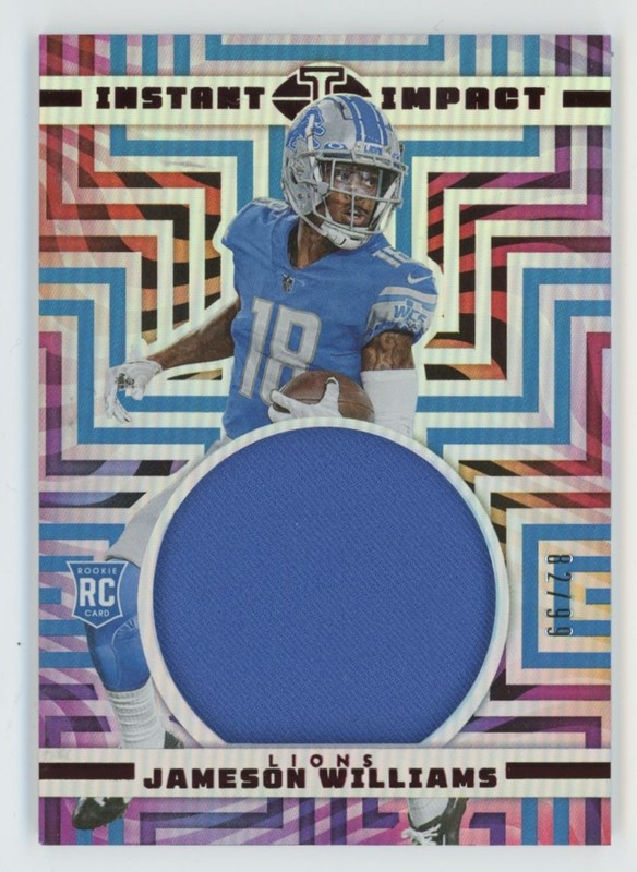 Jameson Williams 2022 Panini Illusions Instant Impact Red RC /99 Jersey #II-JW