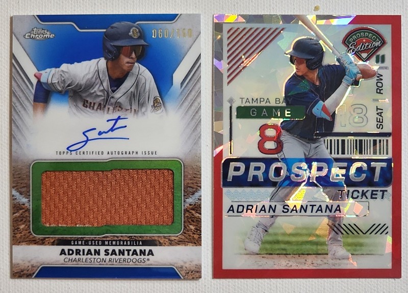 2025 Topps Pro Debut Chrome Adrian Santana Blue Relic Auto /150 Rays #PDJAR-AS