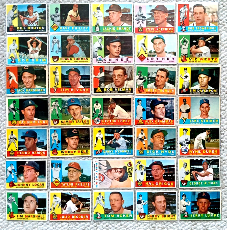 Lot of 35 1960 Topps Baseball Cards #’s Range (37-290) (Good Plus or Minus)
