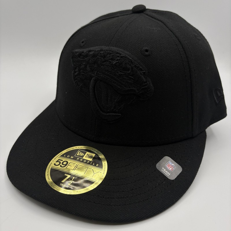 Jacksonville Jaguars New Era Hat 59FIFTY Cap Fitted 7 1/2 Black on Black NFL NEW