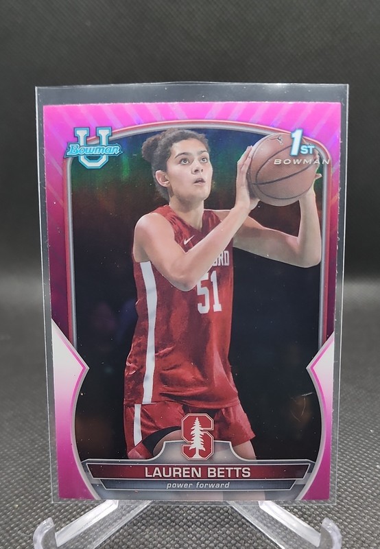 2022-23 Bowman University Chrome – Lauren Betts #49 Pink Refractor (RC)