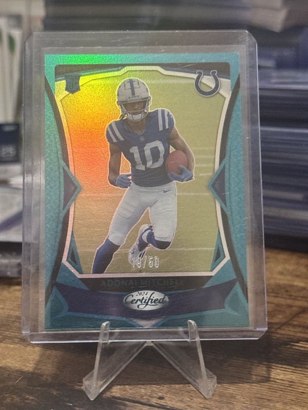 2024 Panini Certified – Rookies Adonai Mitchell #141 Mirror Teal /50 (RC)