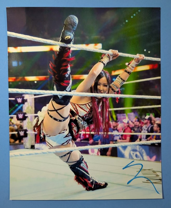Iyo Sky WWE Signed 8×10 Photo Tag Team Champion Rhea Ripley Belt Autographed