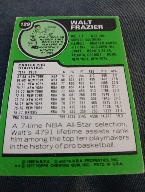 1977 Topps - Walt Frazier #129. NY Knicks. EX+ gallery
