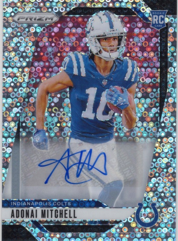 2024 Panini Prizm #303 Adonai Mitchell Rookie Autographs No Huddle Prizm