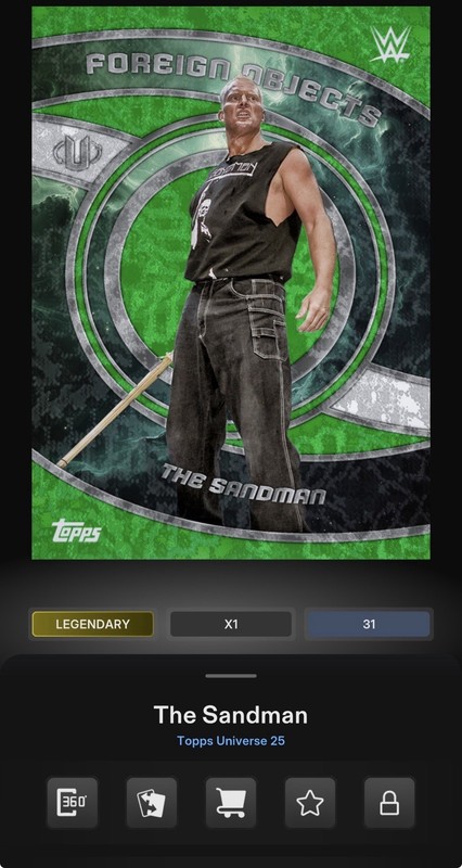 DIGITAL TOPPS SLAM The Sandman LEGENDARY GREEN ELECTRIC FOREIGN OBJECTS /99 Read