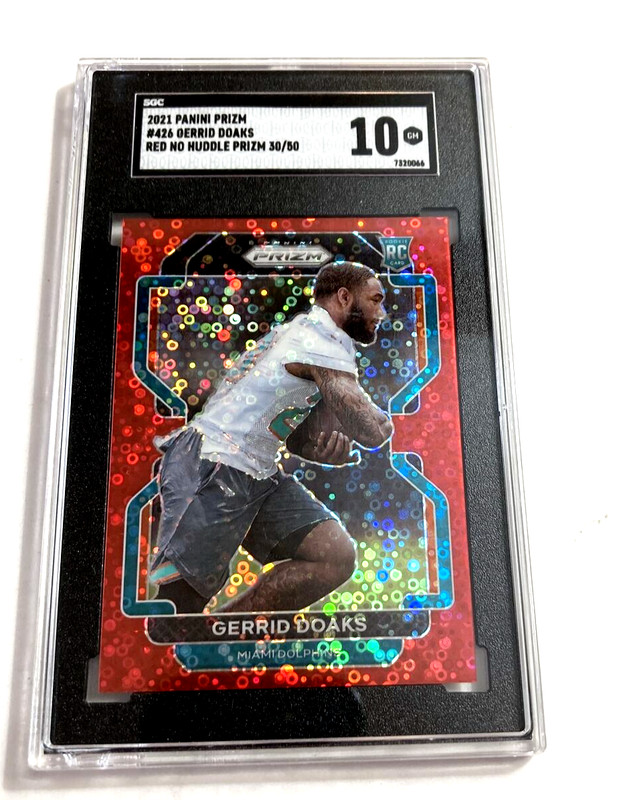 2021 Panini Prizm #426- GERRID DOAKS Red No Huddle Prizm SP RC #’d/50. SGC 10.